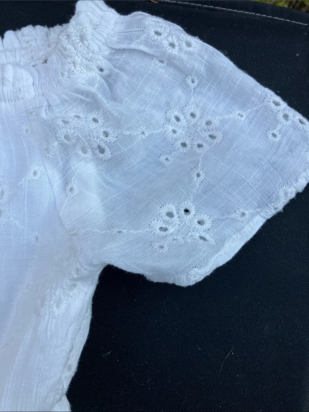 Heart and arrow off shoulder eyelet dress with bow 6X